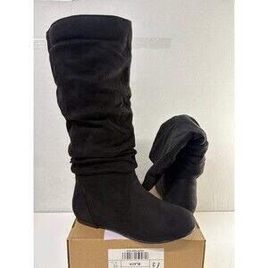 Journee Collection Women's Rebecca Black Knee High Boots Flat Slip On Size 7.5M